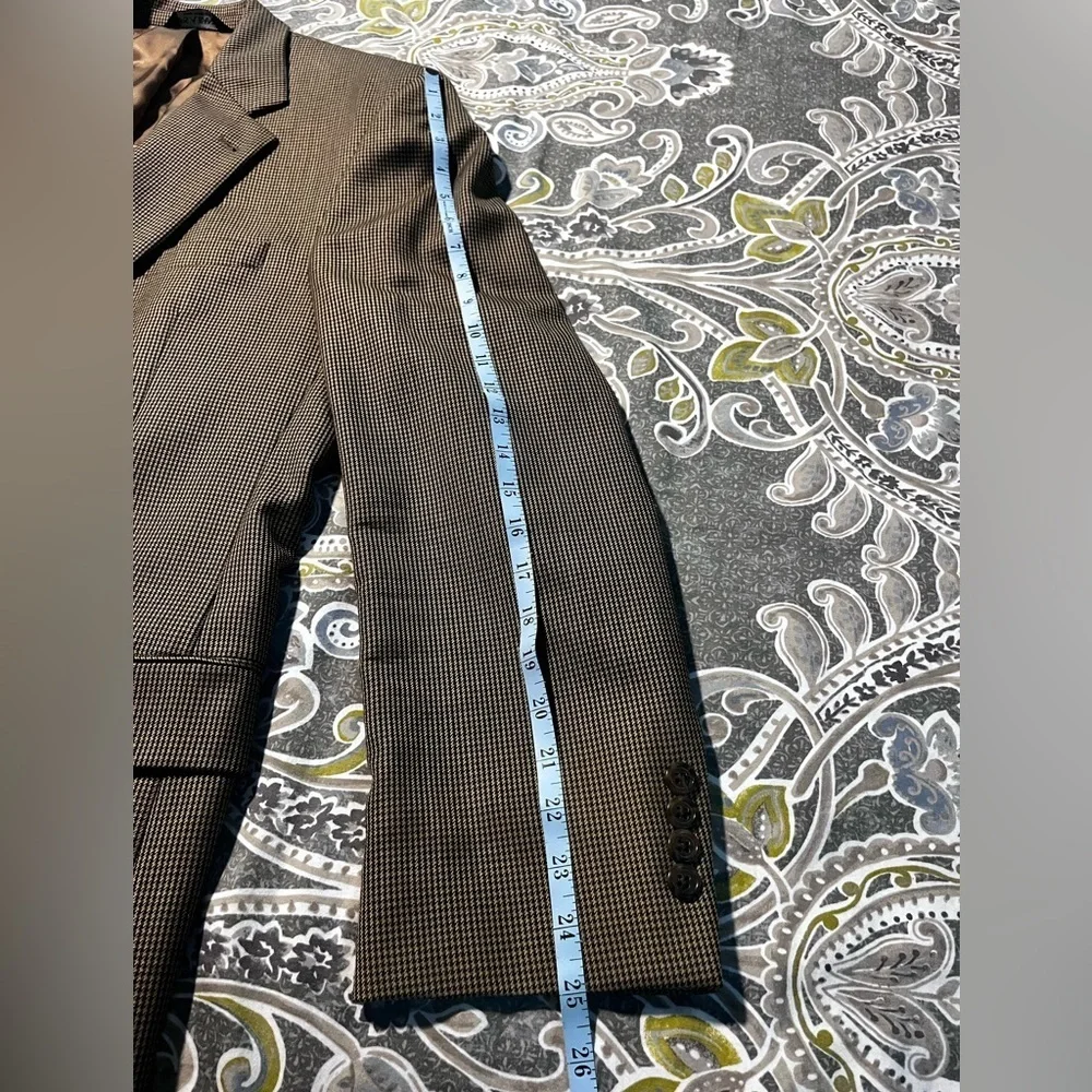 Jos. A. Bank Men's Tan Gordon 100% wool blazer 42L houndstooth brown